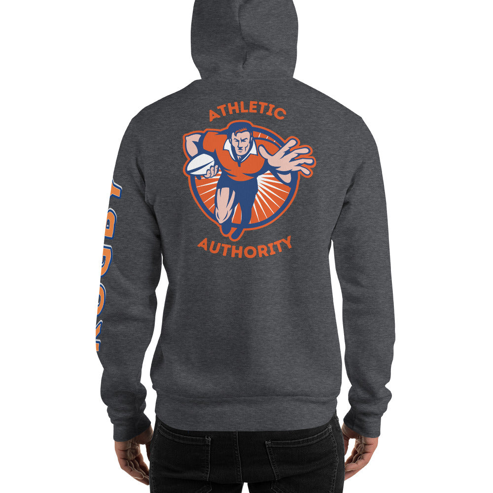 Athletic Authority "Rugby" Unisex Heavyweight Hoodie Orange/Blue