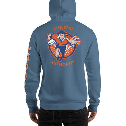 Athletic Authority "Rugby" Unisex Heavyweight Hoodie Orange/Blue