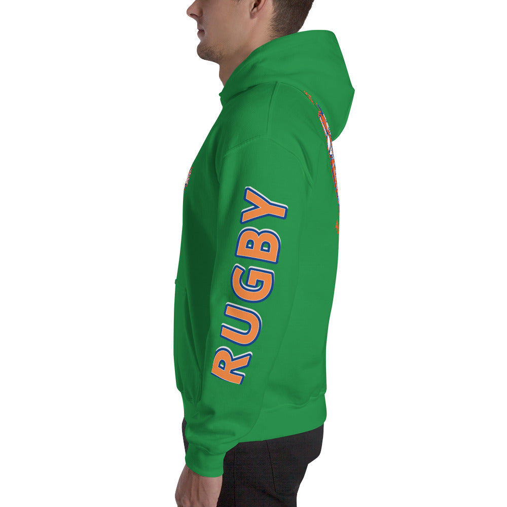 Athletic Authority "Rugby" Unisex Heavyweight Hoodie Orange/Blue