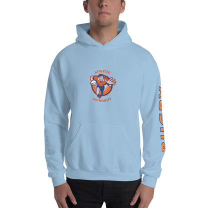 Athletic Authority "Rugby" Unisex Heavyweight Hoodie Orange/Blue