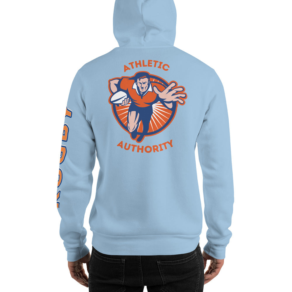 Athletic Authority "Rugby" Unisex Heavyweight Hoodie Orange/Blue