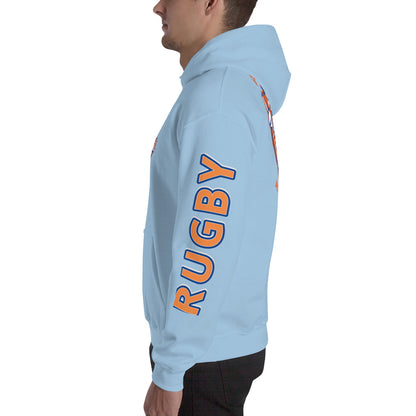 Athletic Authority "Rugby" Unisex Heavyweight Hoodie Orange/Blue