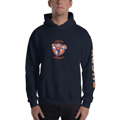 Athletic Authority "Rugby" Unisex Heavyweight Hoodie Orange/Blue