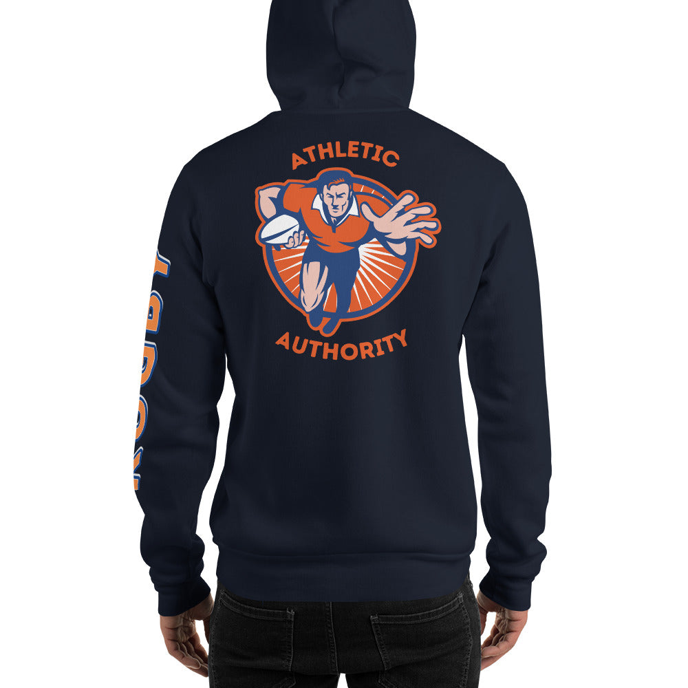 Athletic Authority "Rugby" Unisex Heavyweight Hoodie Orange/Blue