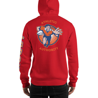 Athletic Authority "Rugby" Unisex Heavyweight Hoodie Orange/Blue