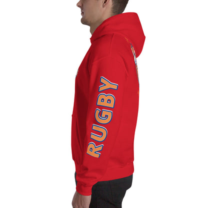 Athletic Authority "Rugby" Unisex Heavyweight Hoodie Orange/Blue