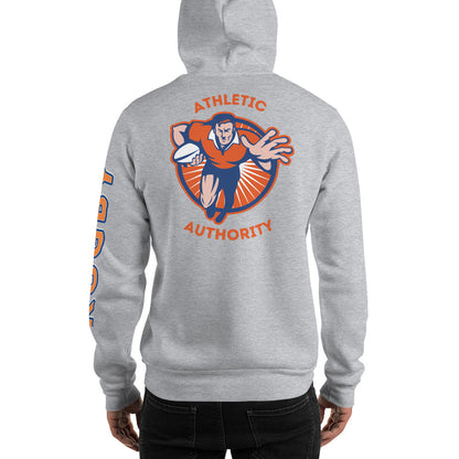 Athletic Authority "Rugby" Unisex Heavyweight Hoodie Orange/Blue