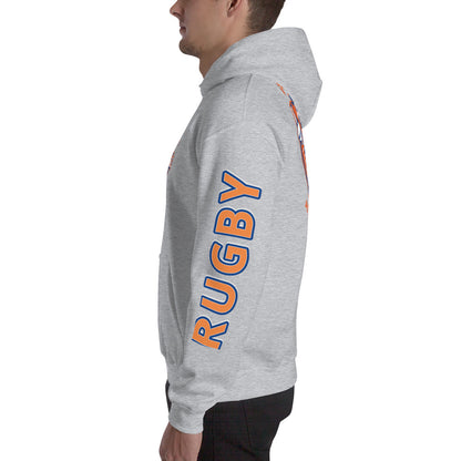 Athletic Authority "Rugby" Unisex Heavyweight Hoodie Orange/Blue