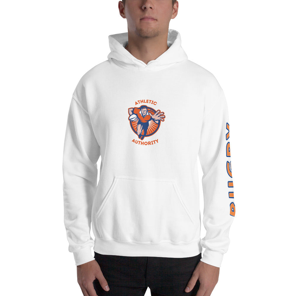 Athletic Authority "Rugby" Unisex Heavyweight Hoodie Orange/Blue