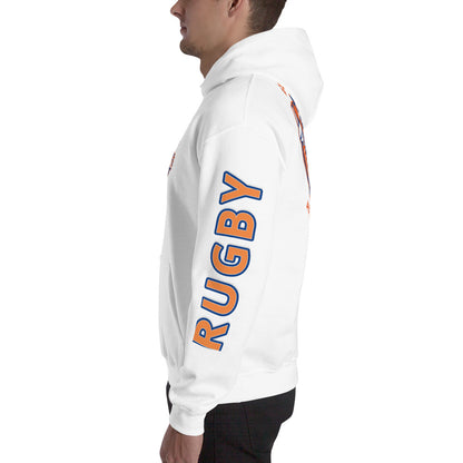 Athletic Authority "Rugby" Unisex Heavyweight Hoodie Orange/Blue