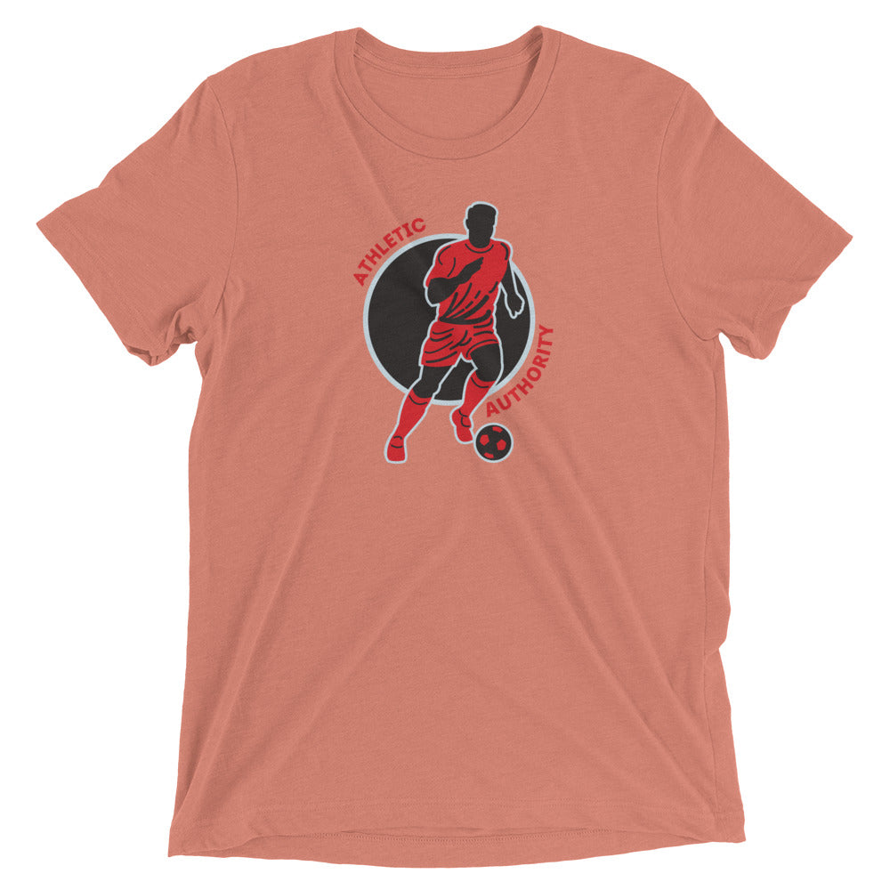 Athletic Authority "  Soccer Red Grey" Unisex Tri-Blend Short sleeve t-shirt
