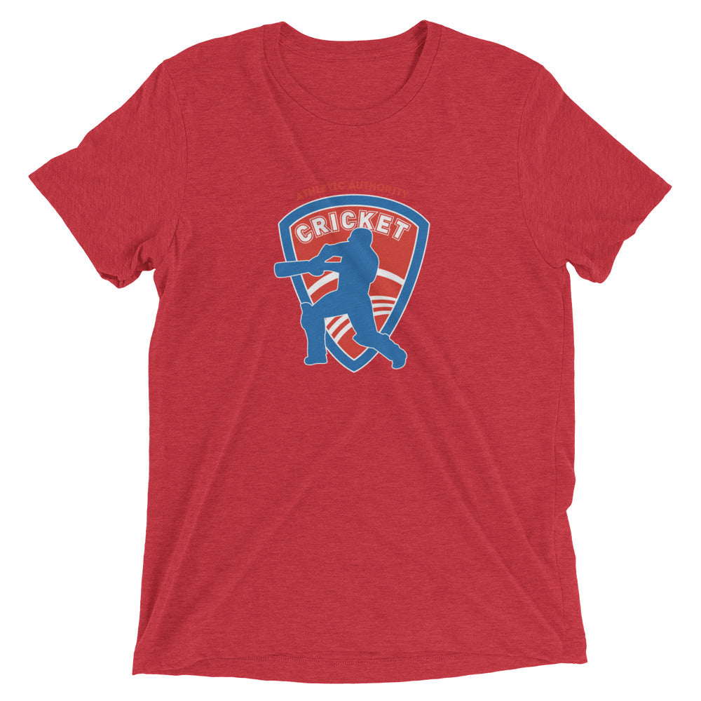 Athletic Authority "Cricket Red & Blue " Unisex Tri-Blend Short sleeve t-shirt