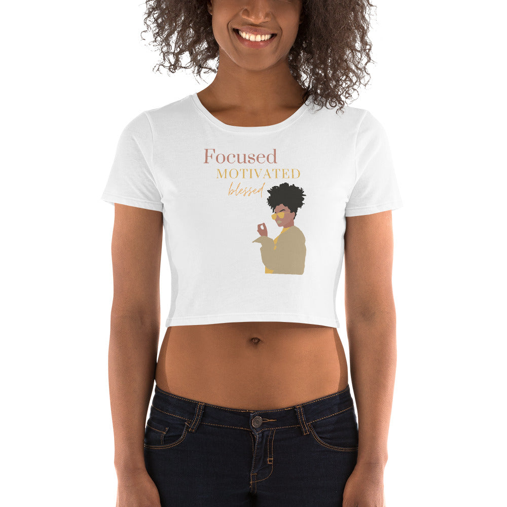 MYNY Hub "Focused Motivated Blessed" Crop Tee